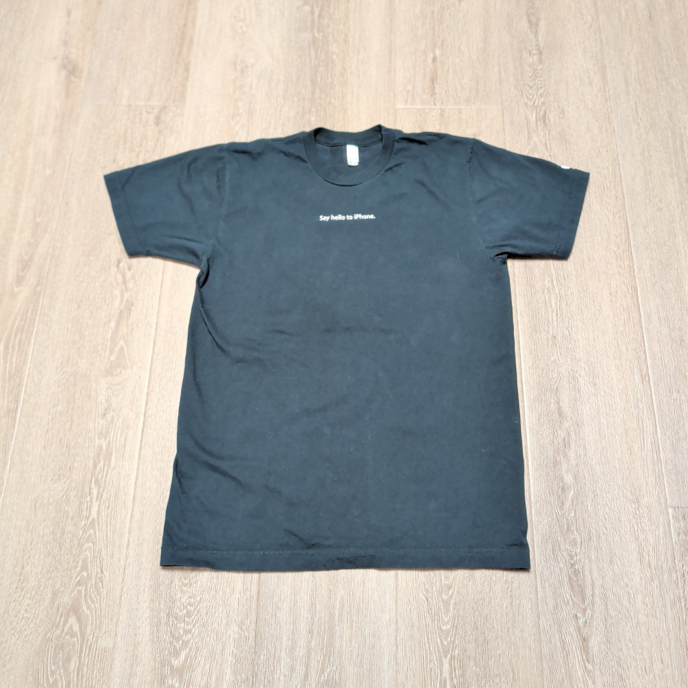Vintage Apple iPhone Say Hello To iPhone T-Shirt Black American Apparel Mens M